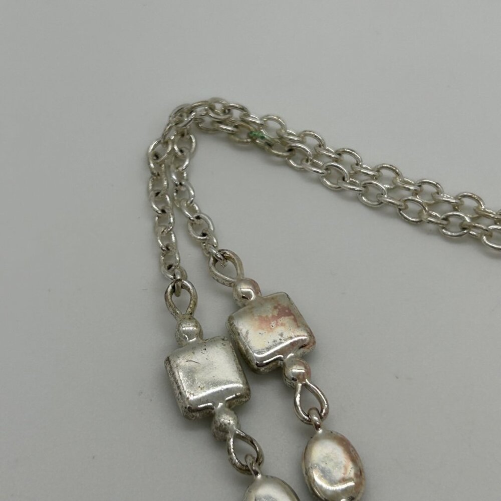 Multi Color Link Chocker Necklace & Bracelet Set Silver Setting With Multi Color - Picture 14 of 16